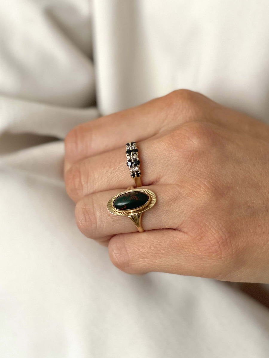 Vintage Bloodstone Sunburst Ring