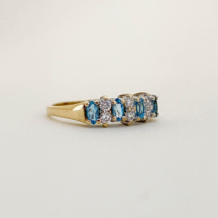 Vintage Quartz & CZ Azul Ring