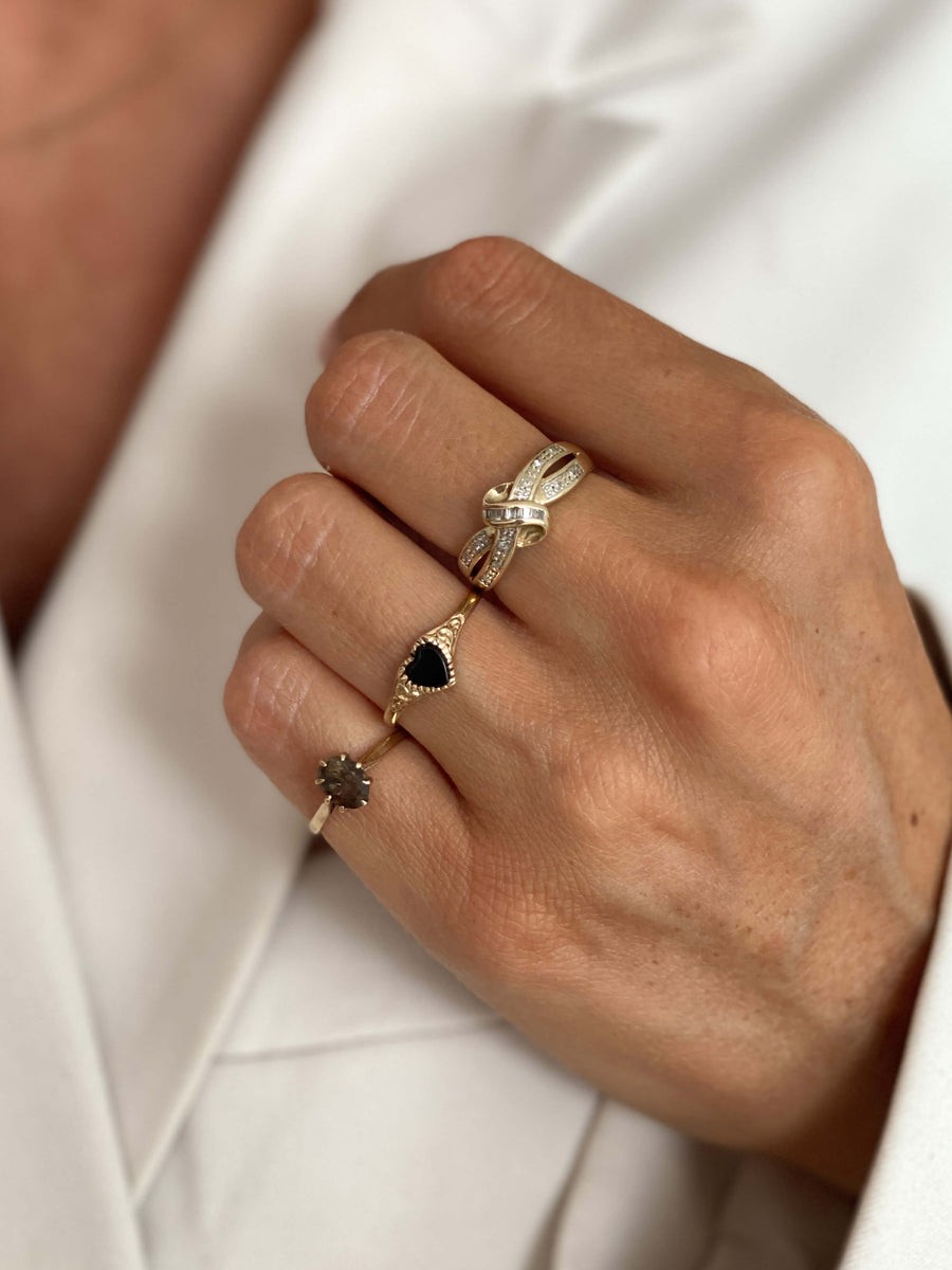 Vintage Diamond Baguettes Knot Ring