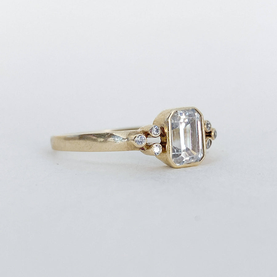 Vintage CZ Baguette Cushion Ring