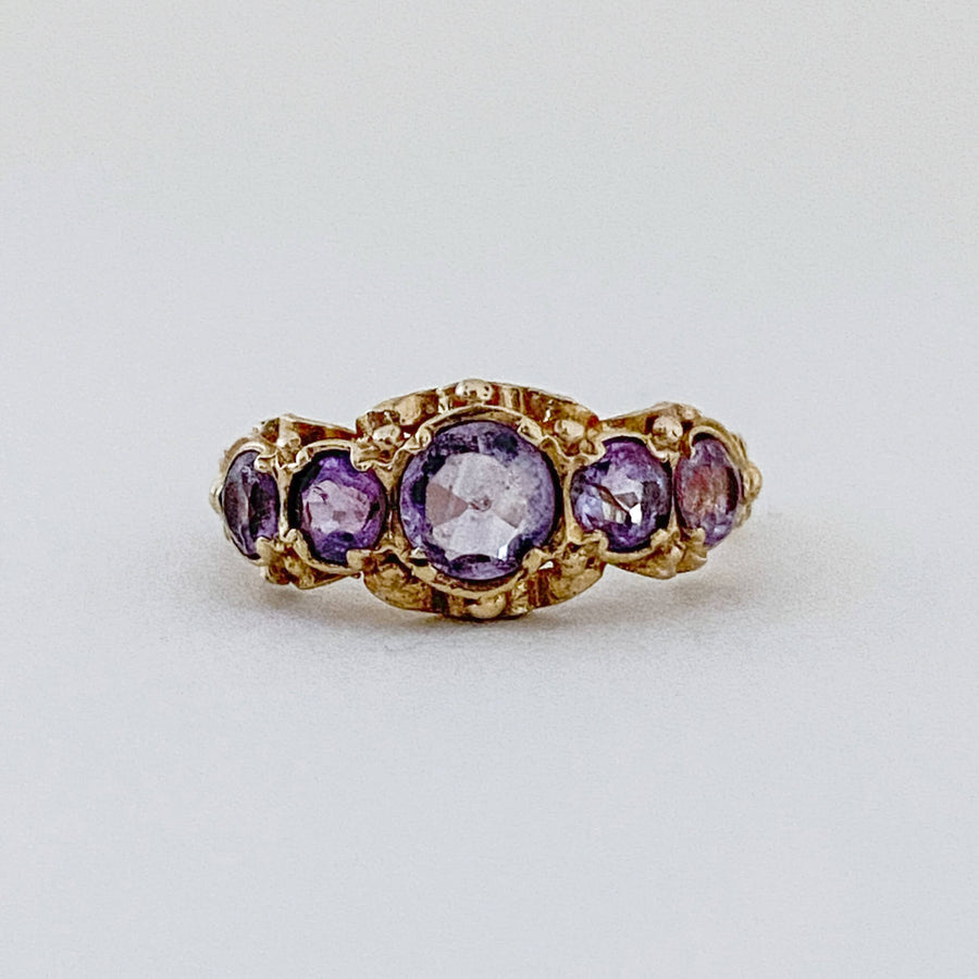 Vintage Amethyst Ornate Cinq Ring