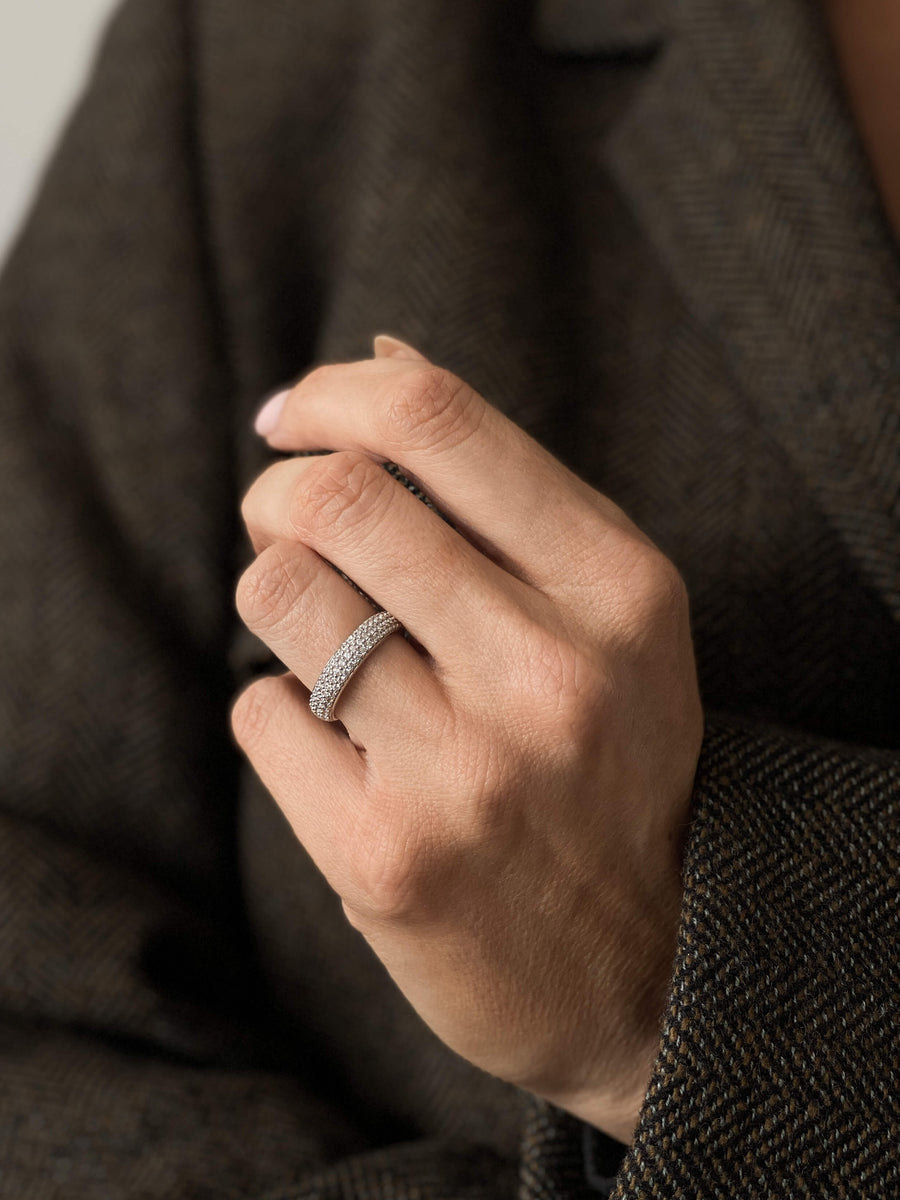 Silver CZ Pave Band Ring