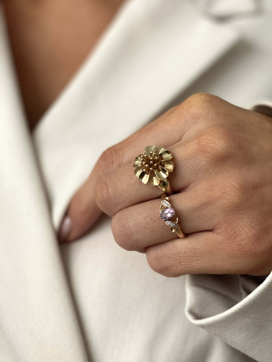 Vintage Fleur d'Or Cocktail Ring