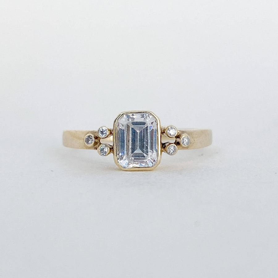 Vintage CZ Baguette Cushion Ring