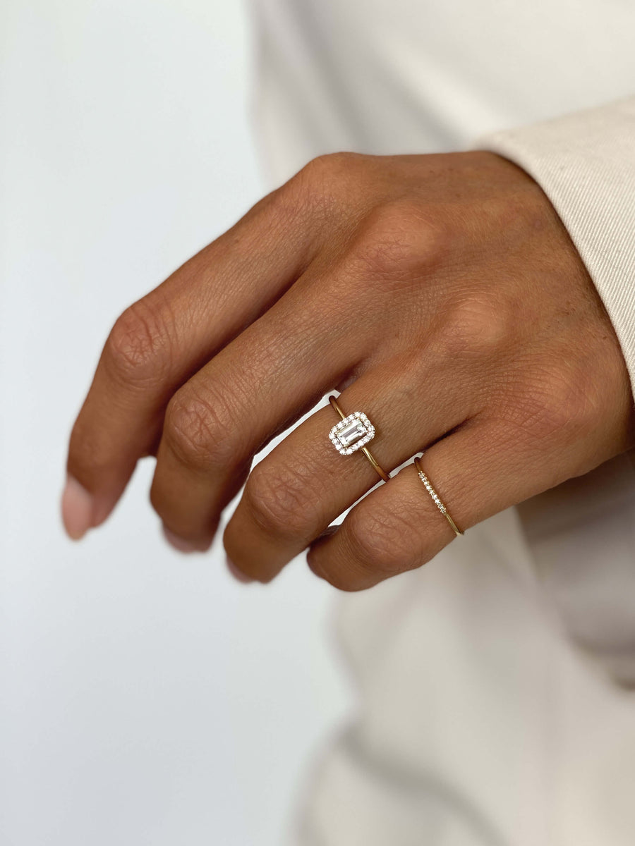 Aquamarine & Diamond Cushion Halo Ring