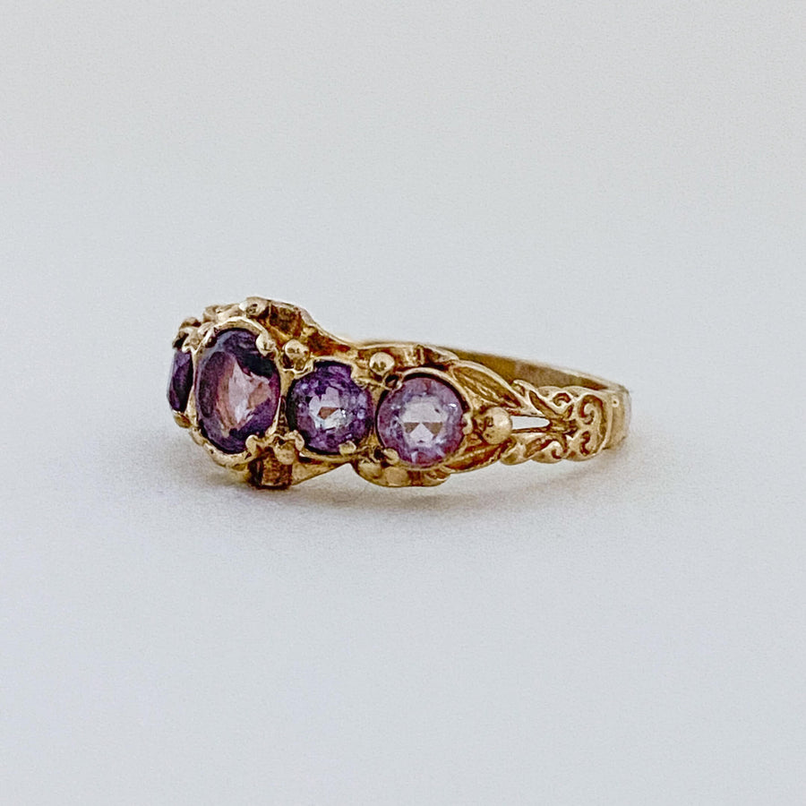 Vintage Amethyst Ornate Cinq Ring