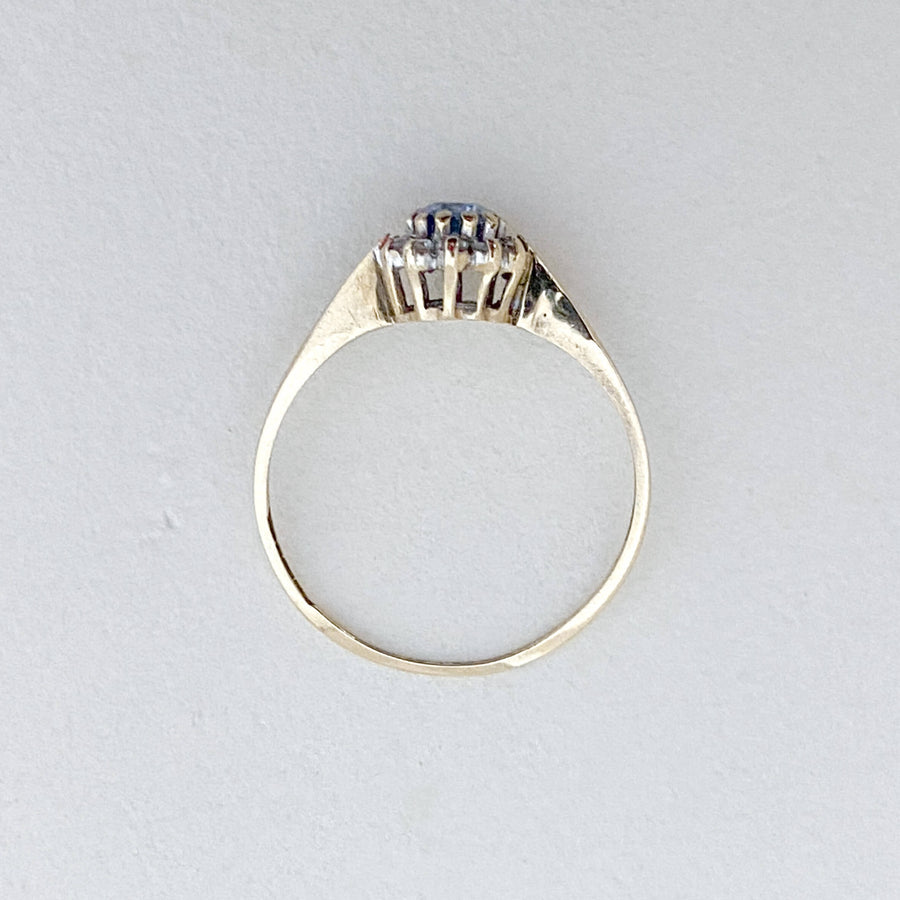 Vintage Sapphire & Diamond Halo Ring