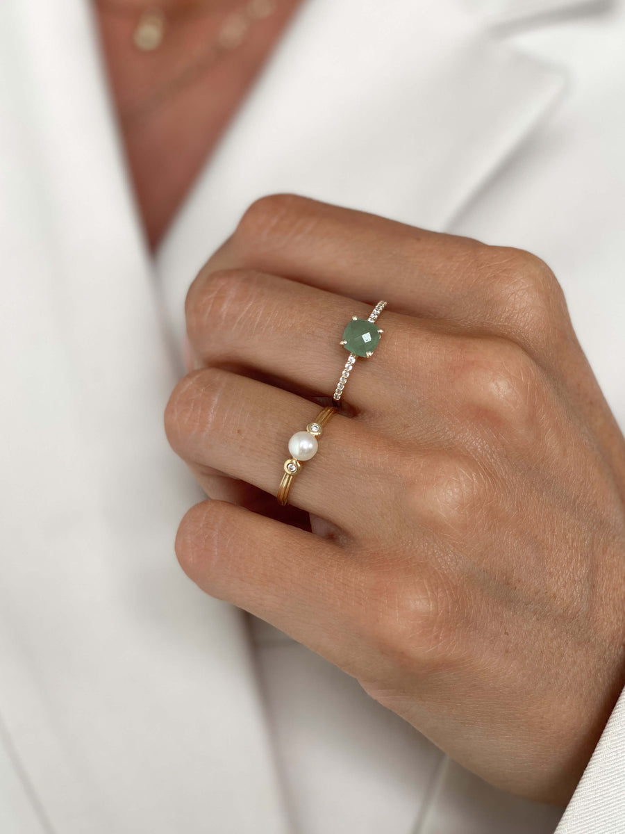 Aventurine & CZ Ring