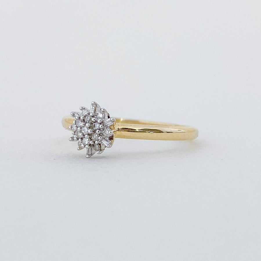 Vintage Diamond Baguettes Cluster Ring