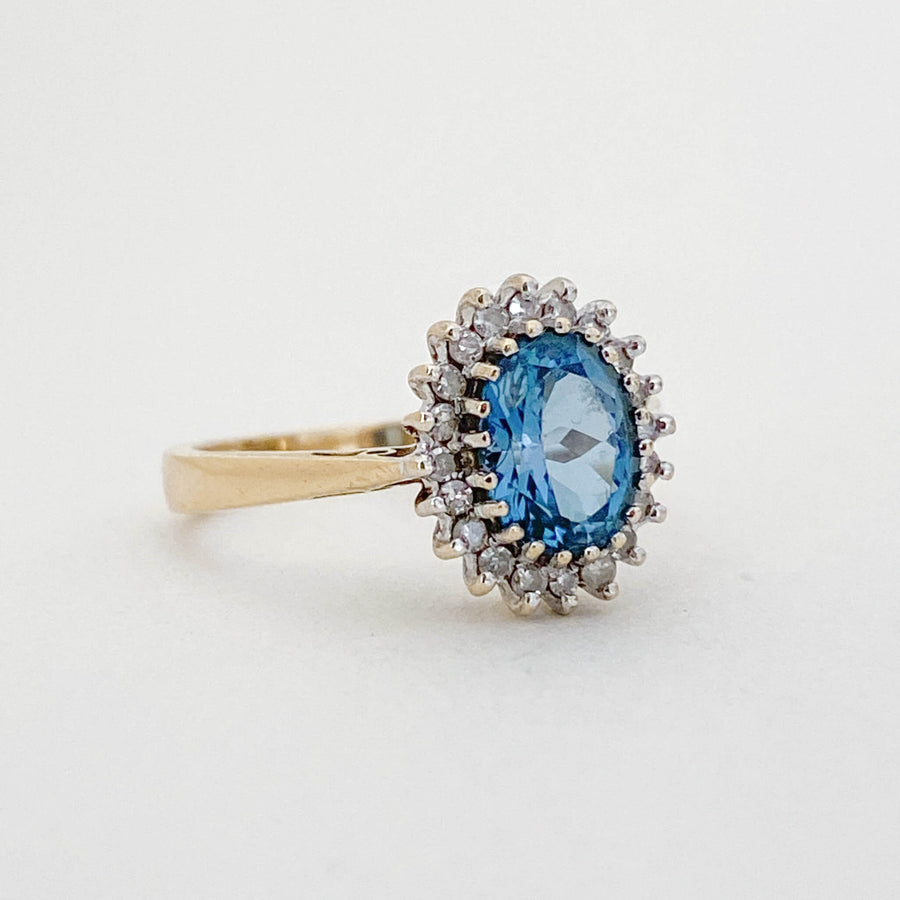 Vintage Topaz & Diamond Halo Ring