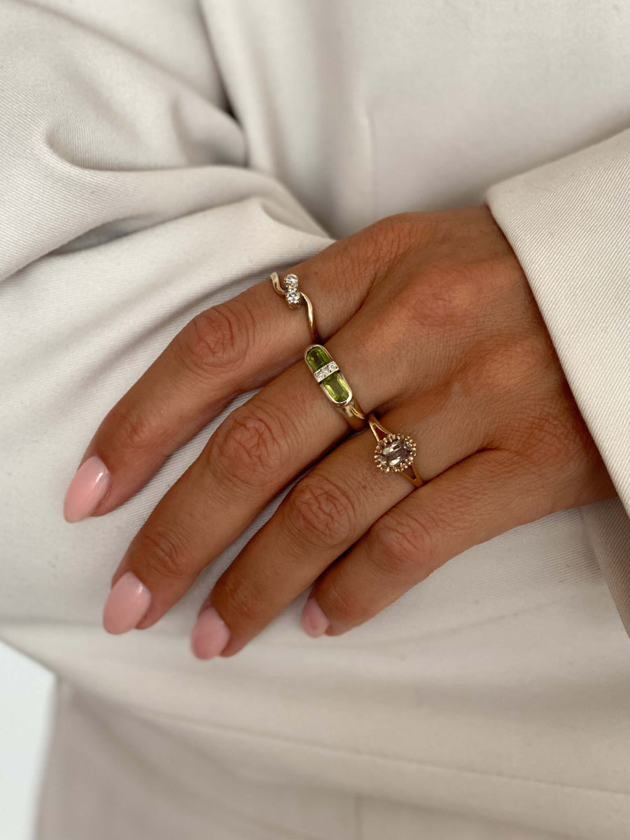 Vintage Smoky Quartz Oval Claw Petit Ring