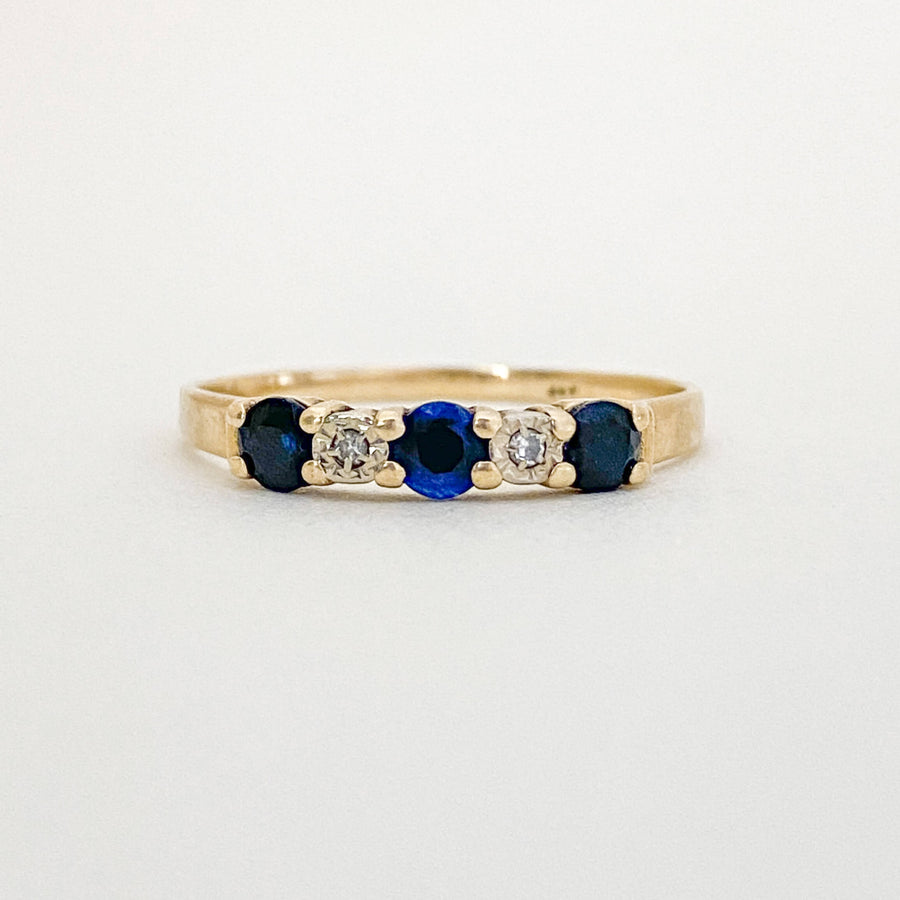 Vintage Sapphire & Diamond Half Eternity Ring