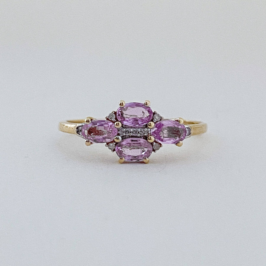 Vintage Pink Sapphire & Diamond Fairy Ring