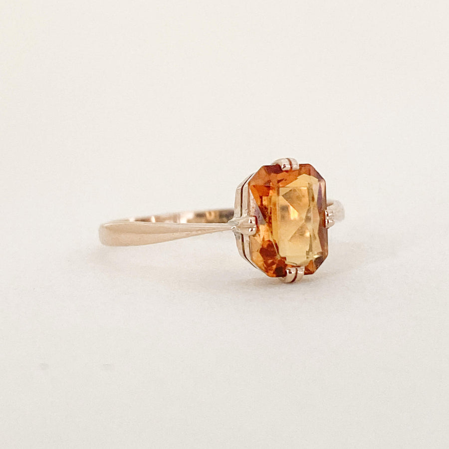 Vintage Citrine Cushion Ring