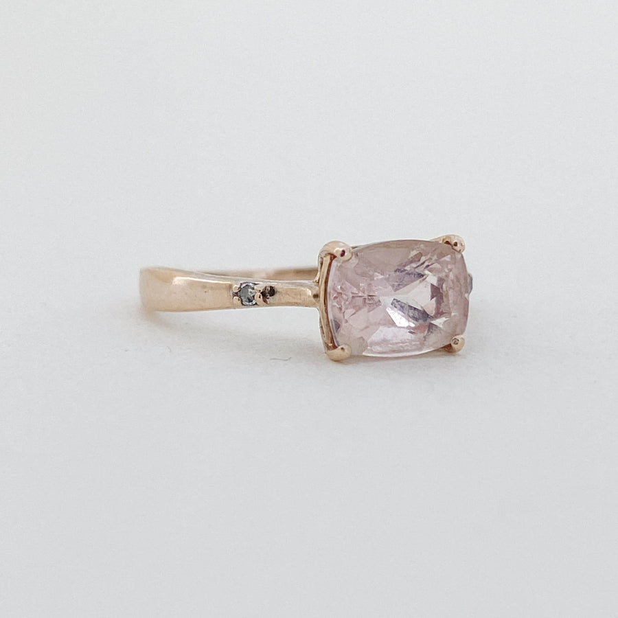 Vintage Rose Quartz & Diamond Rose Gold Ring