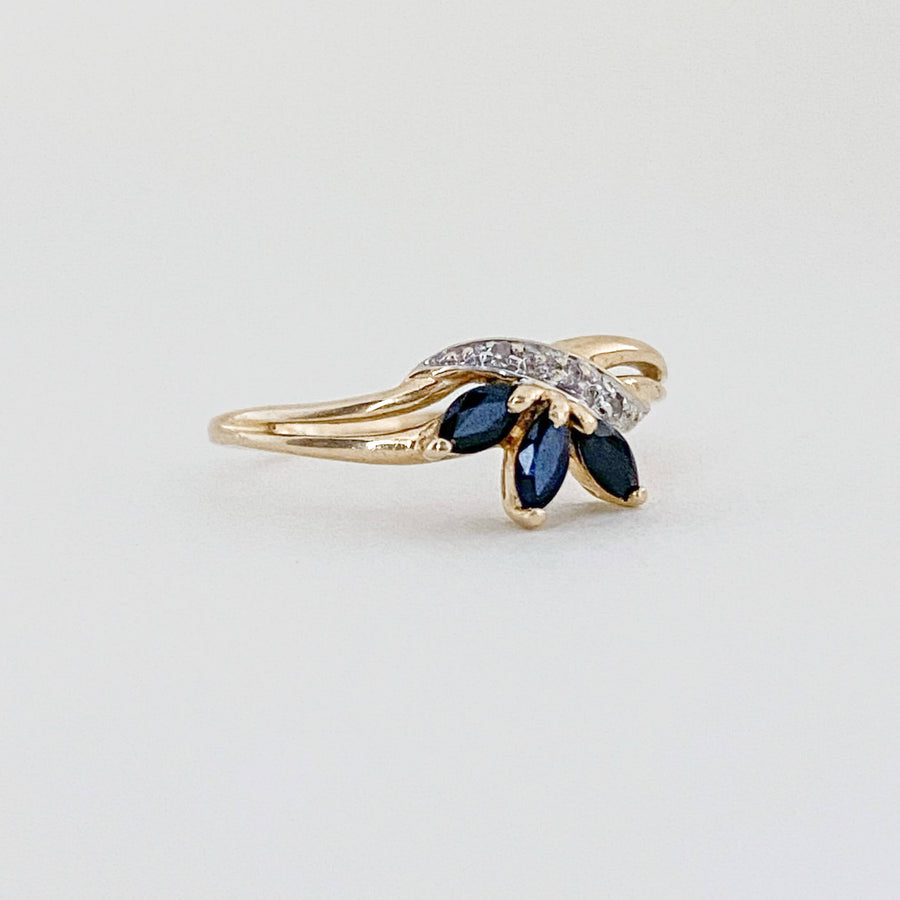 Vintage Sapphire & Diamond Lotus Ring