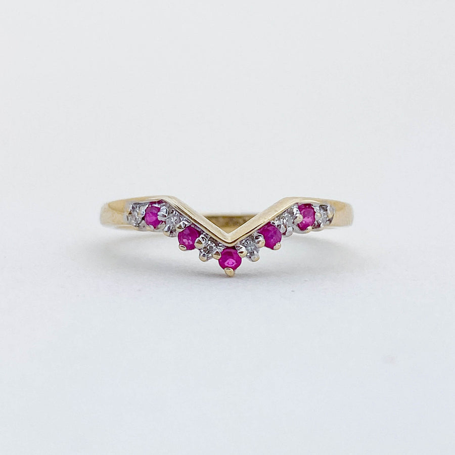 Vintage Ruby & Diamond Wishbone Ring