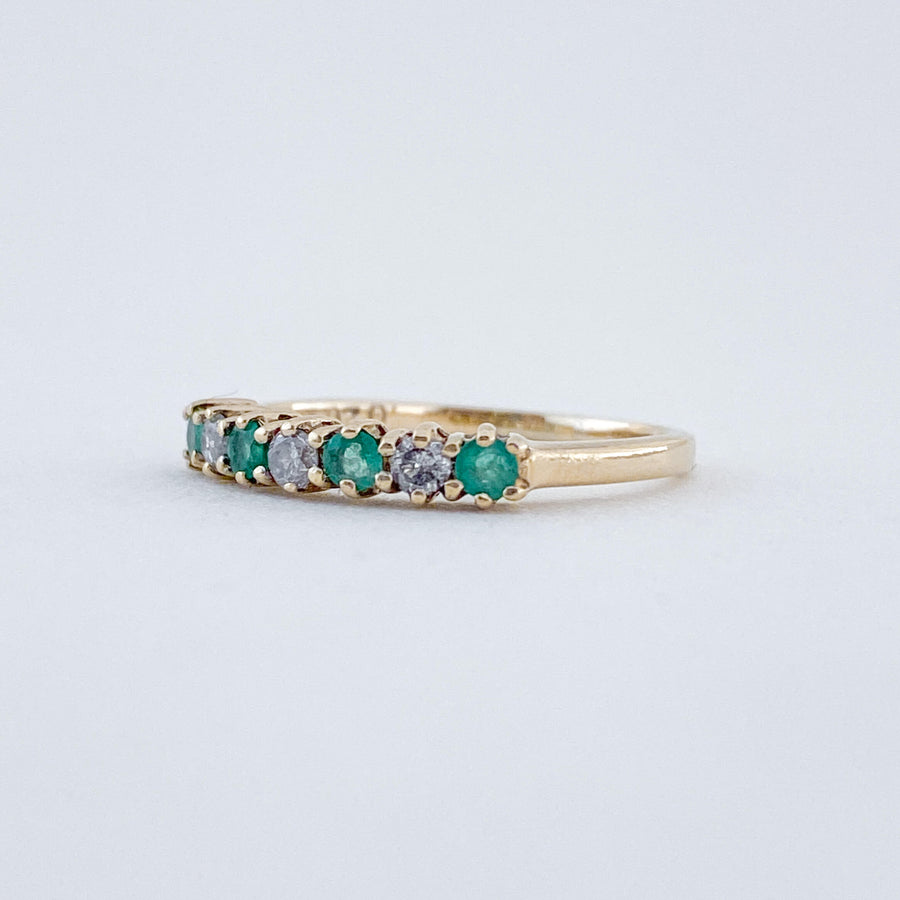 Vintage Emerald & Diamond Half Eternity Ring