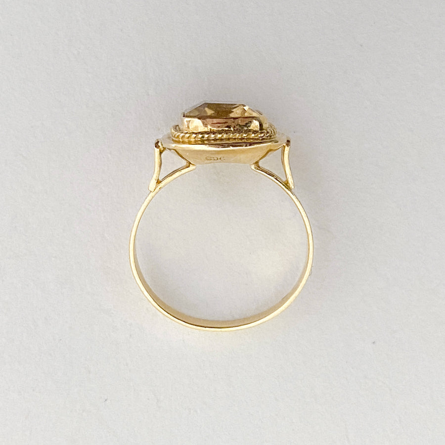 Vintage Citrine Cushion Rope Ring