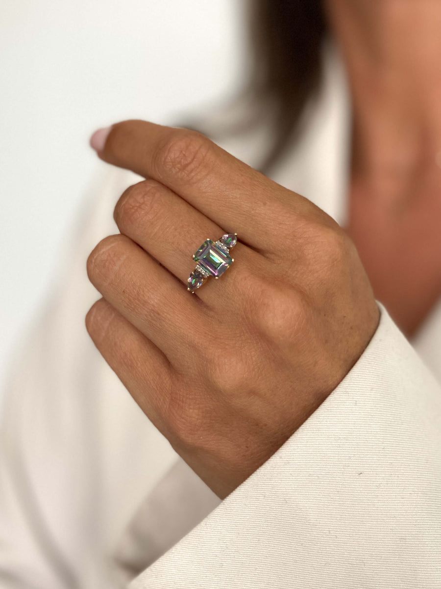 Vintage Mystic Topaz & Diamond Artemis Ring