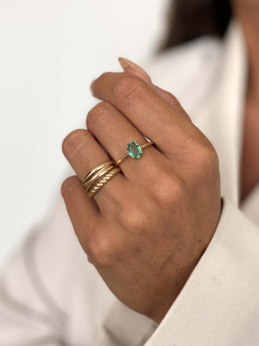 Vintage Green Quartz Oval Ring