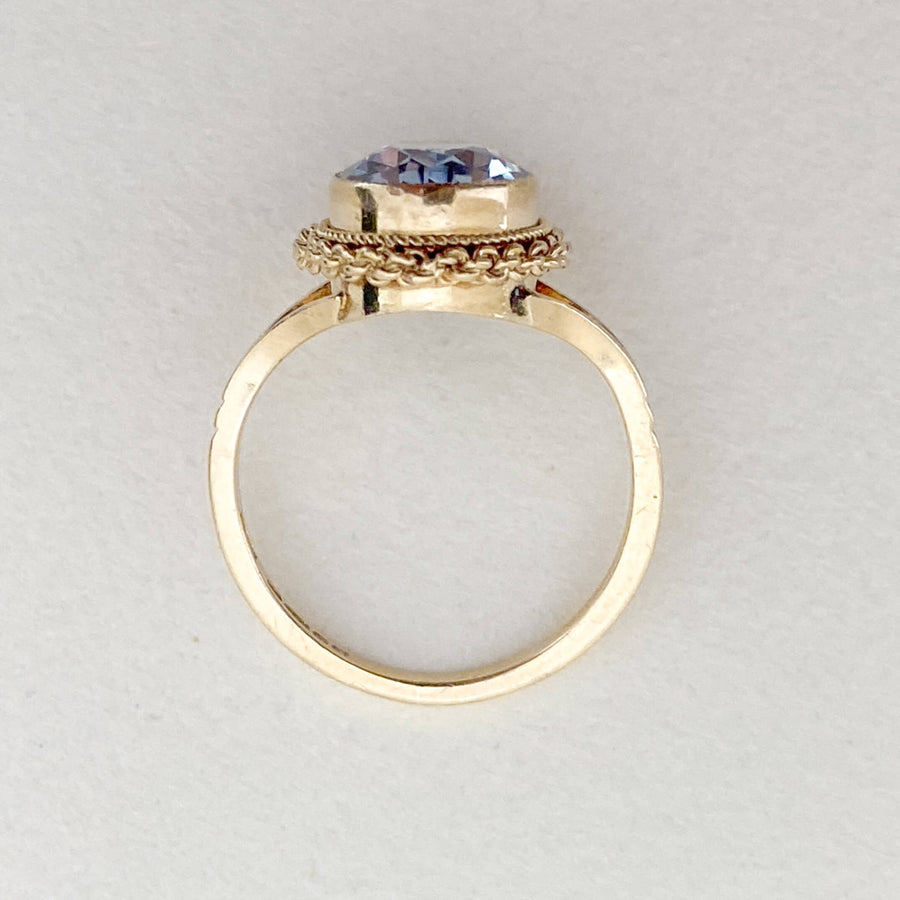 Vintage Blue Quartz Oval Cord Ring