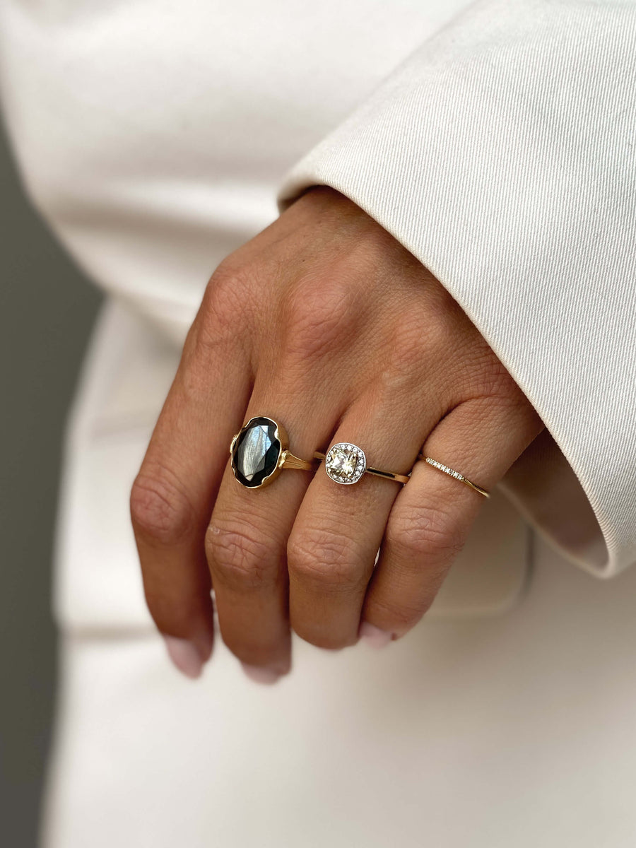 Vintage Hematite Oval Ring