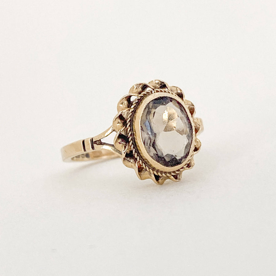 Vintage Smoky Quartz Oval Twist Ring