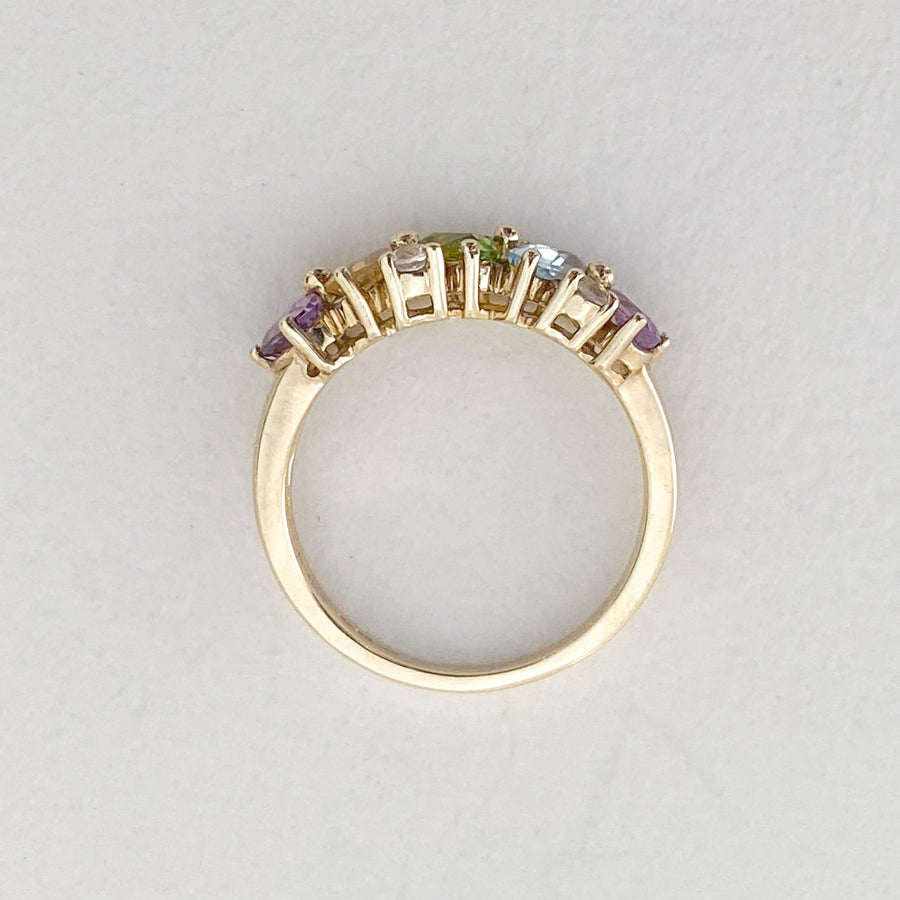 Vintage Pastel CZ, Peridot, Citrine, Amethyst & Topaz Ring