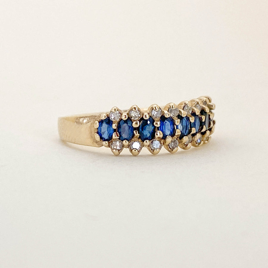 Vintage Sapphire & Diamond Row Ring