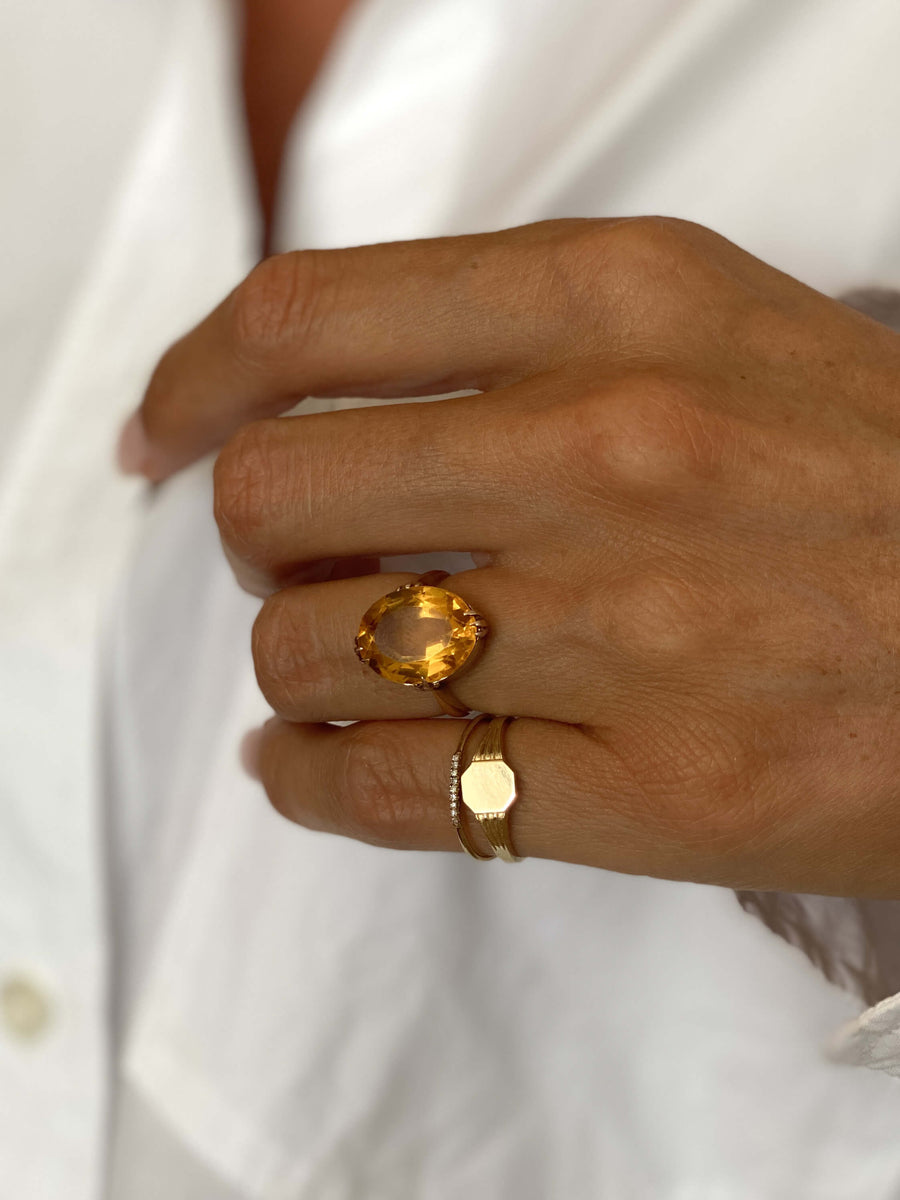 Vintage Citrine Oval Claw Ring