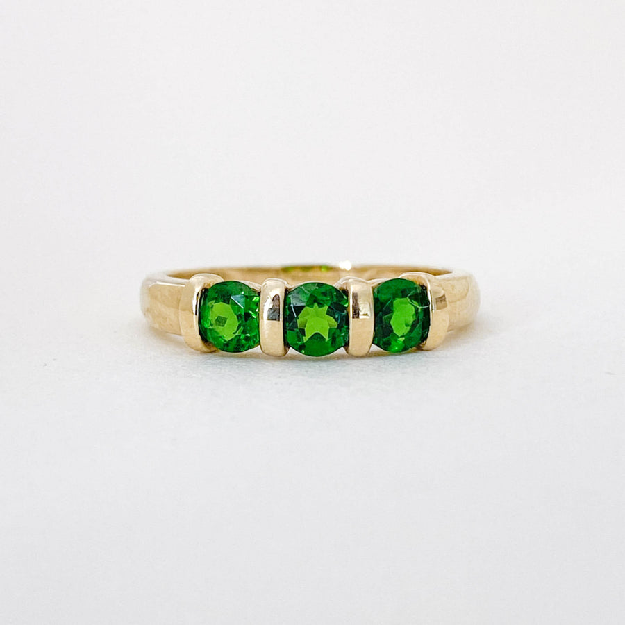 Vintage Chrome Diopside Trilogy Ring
