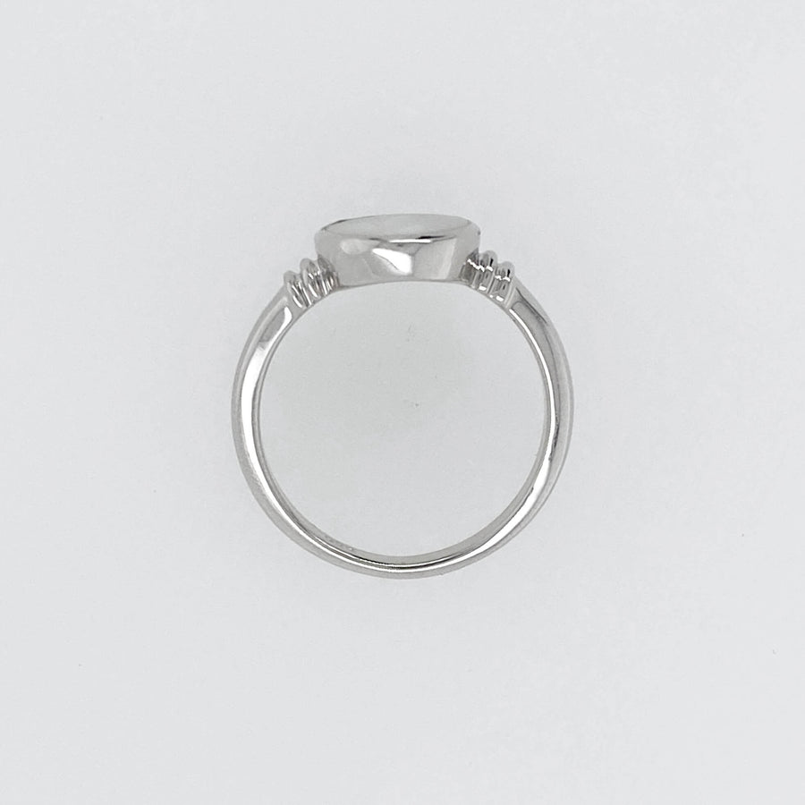 Silver Mother of Pearl Oval Accent Ring