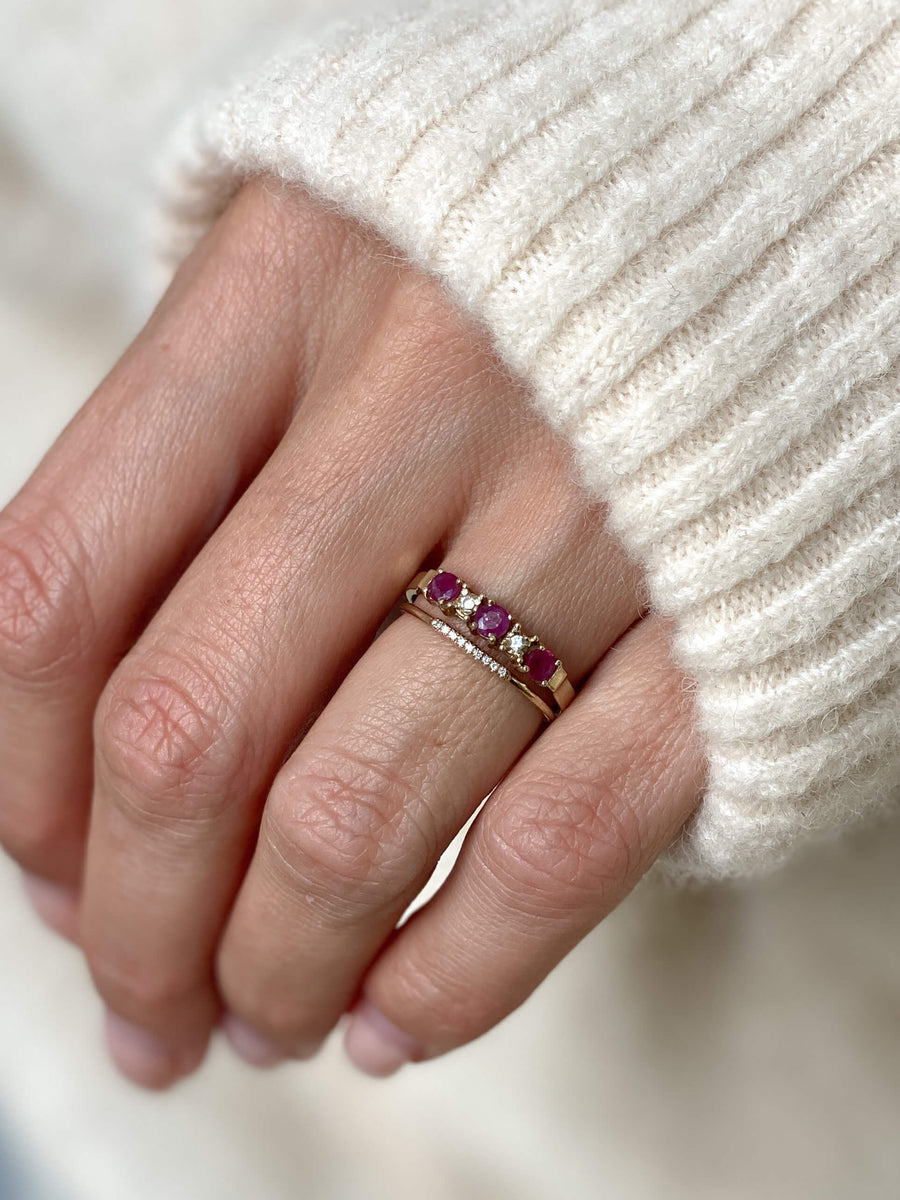 Vintage Ruby & Diamond Half Eternity Ring