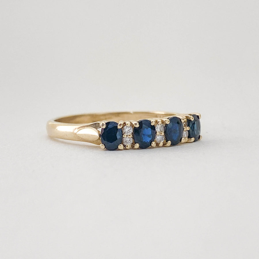 Vintage Sapphire & Diamond Row Ring