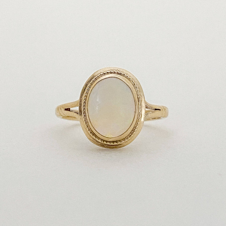 Vintage Opal Oval Milgrain Ring