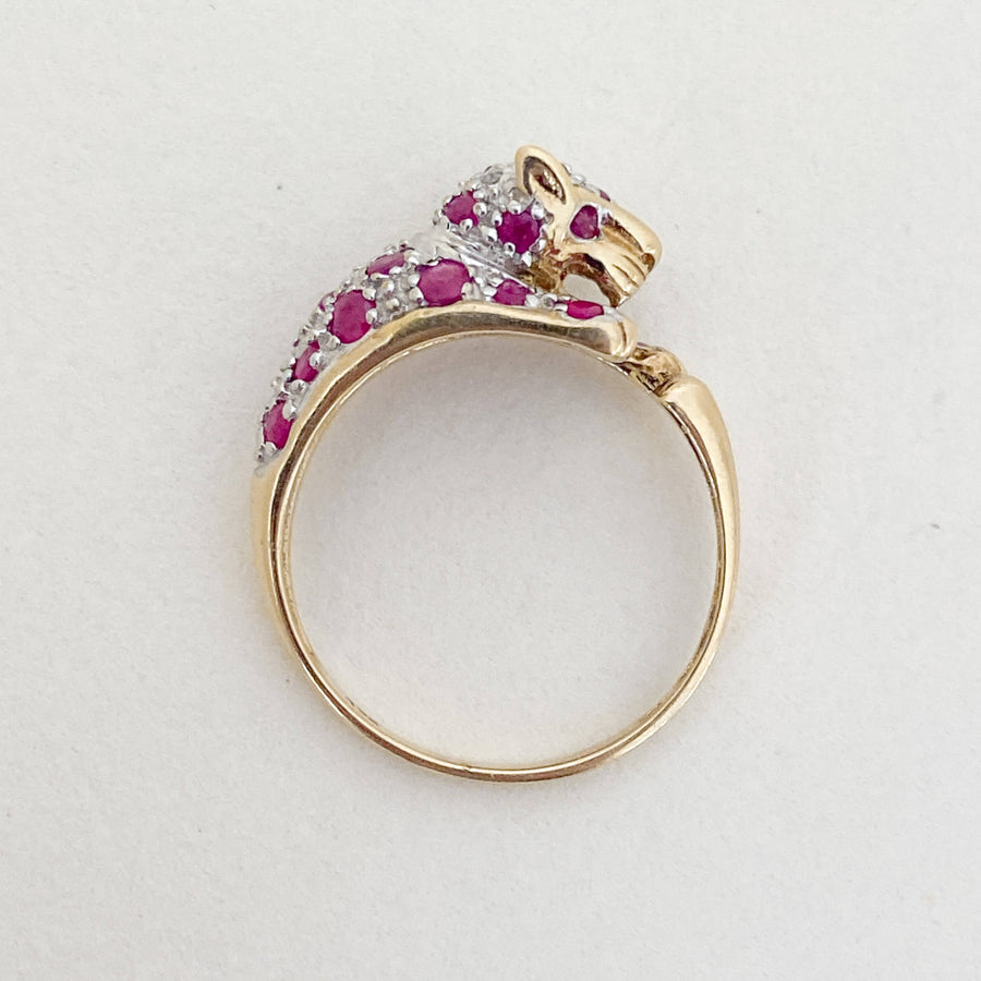 Vintage Ruby & Diamond Panther Ring