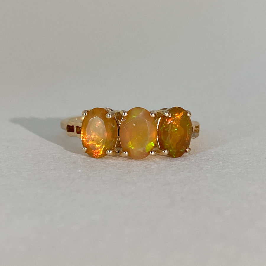 Vintage Orange Opal Trilogy Ring