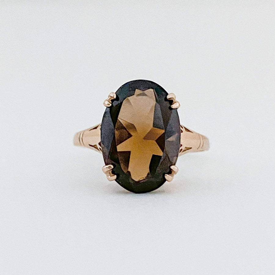 Vintage Smoky Quartz Oval Ring