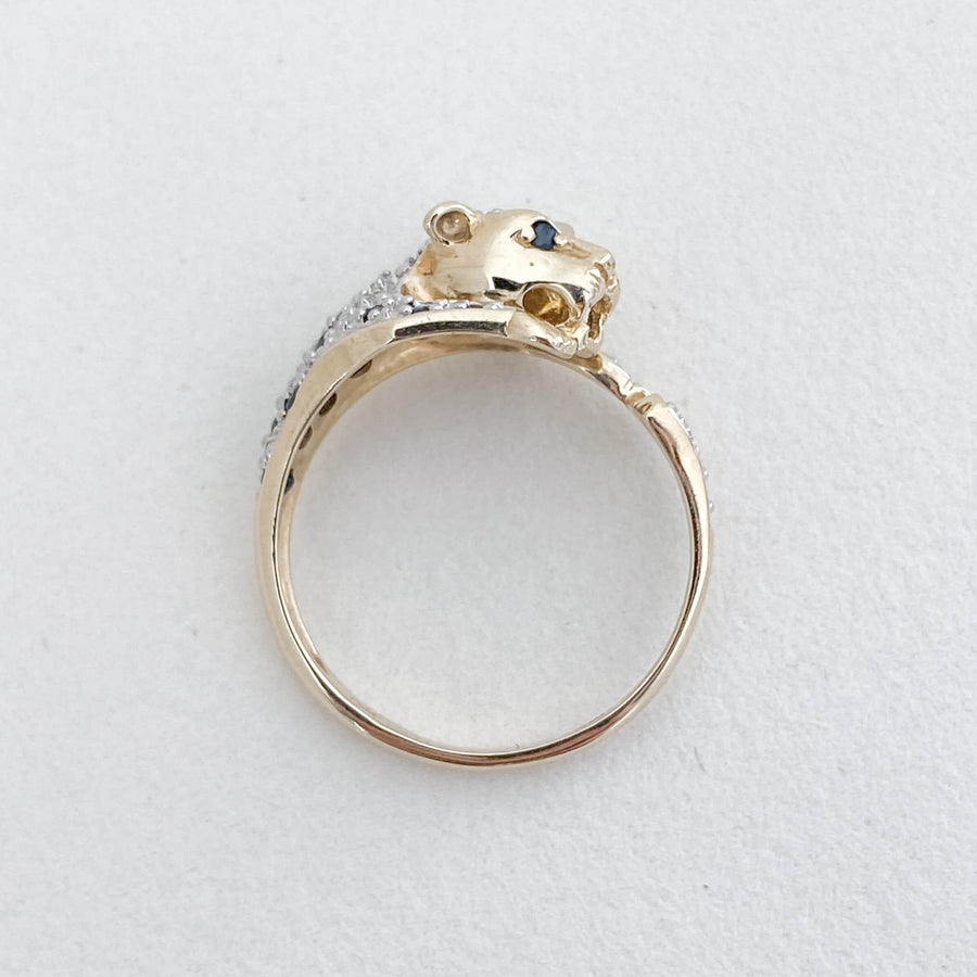 Vintage Sapphire & Diamond Panther Ring