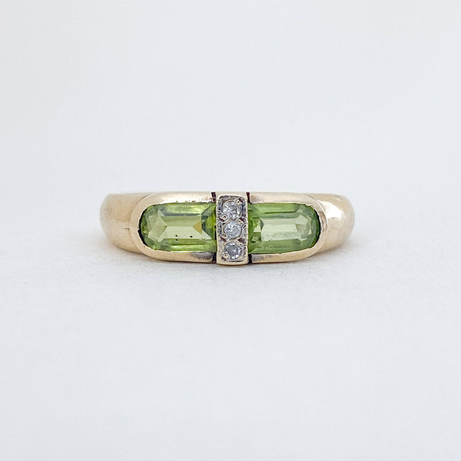 Vintage Peridot & Diamond Bar Ring