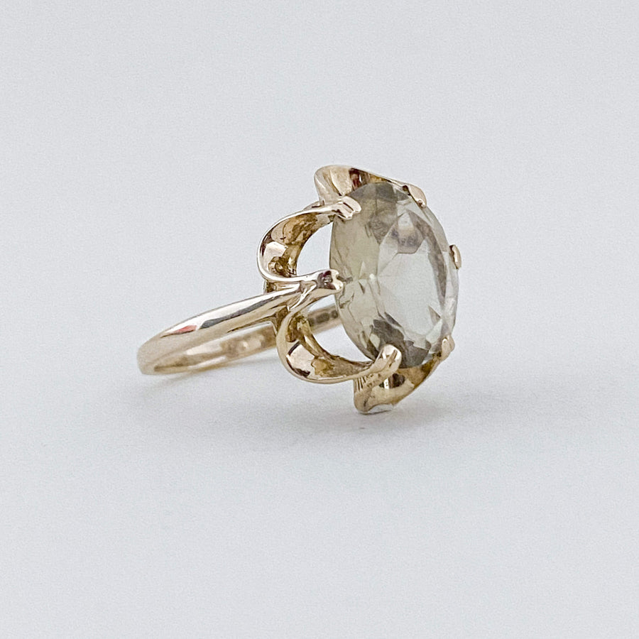 Vintage Lemon Quartz Crown Ring