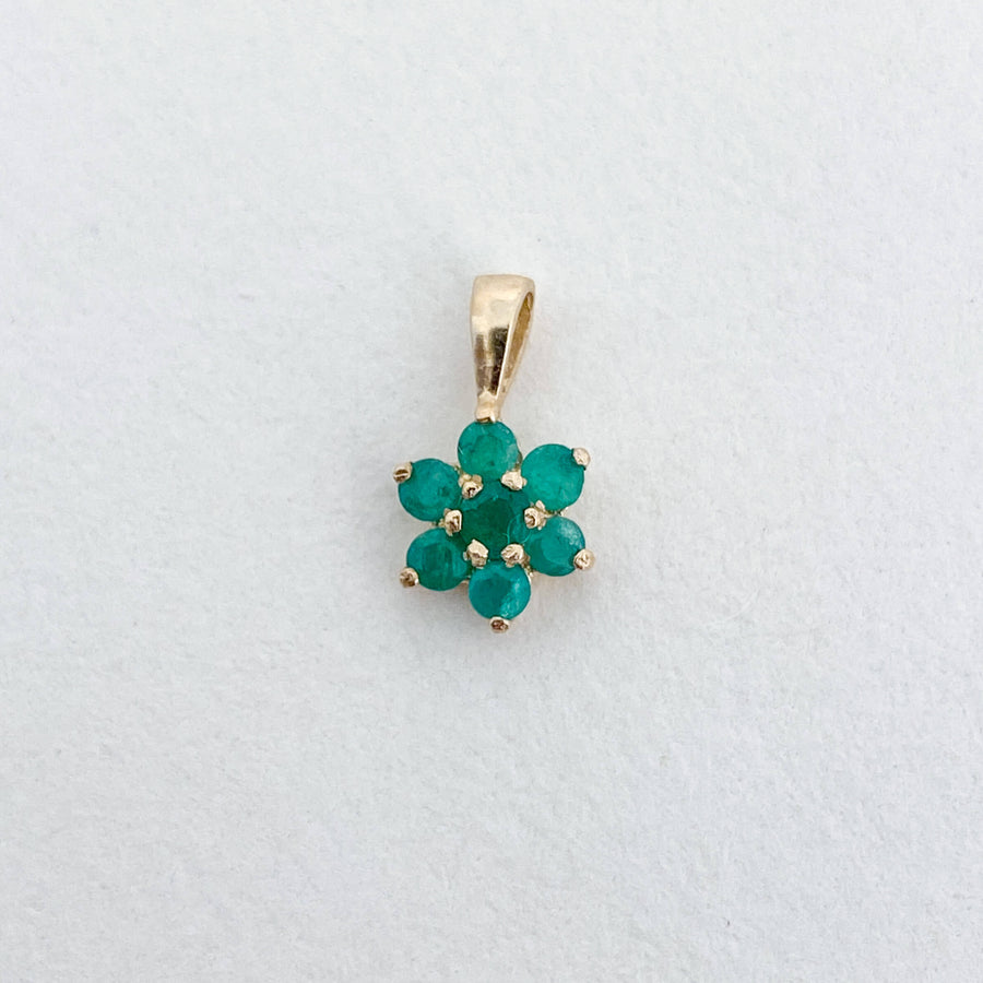 Vintage Emerald Flower Pendant