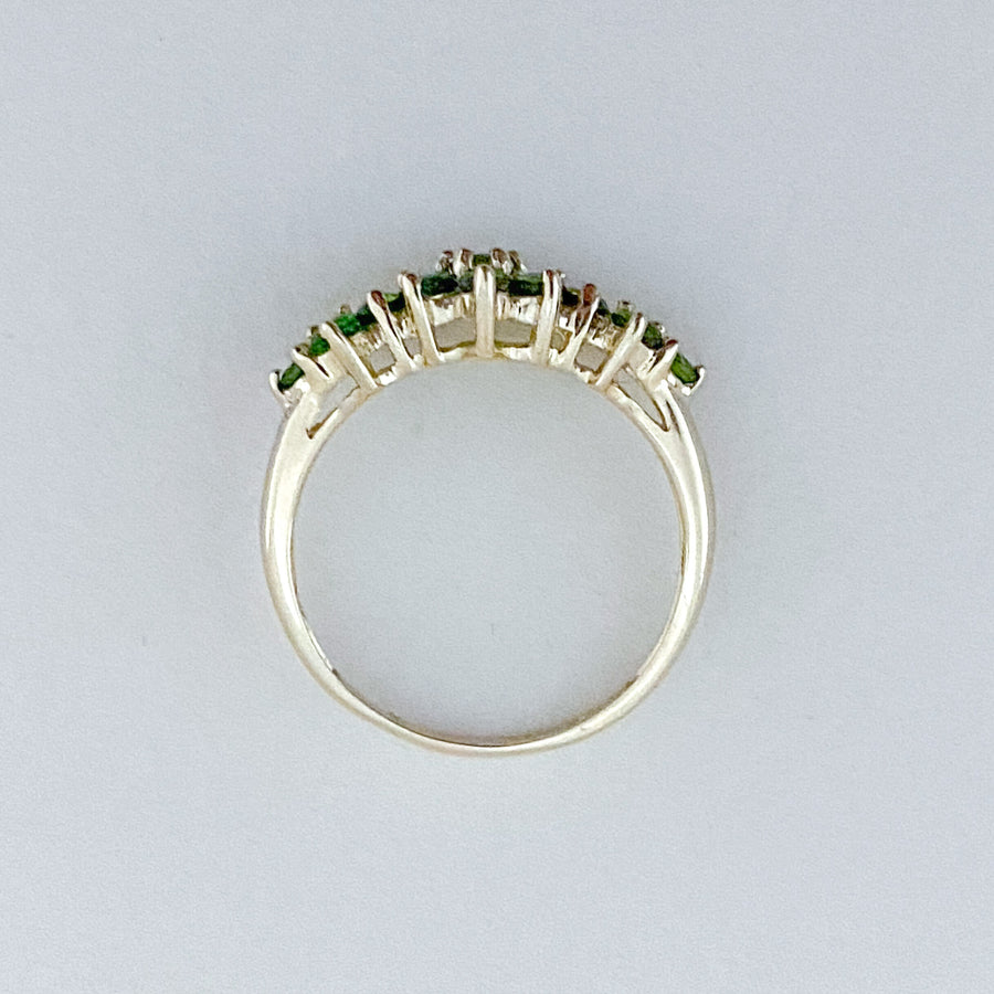 Vintage Chrome Diopside Flowers Ring