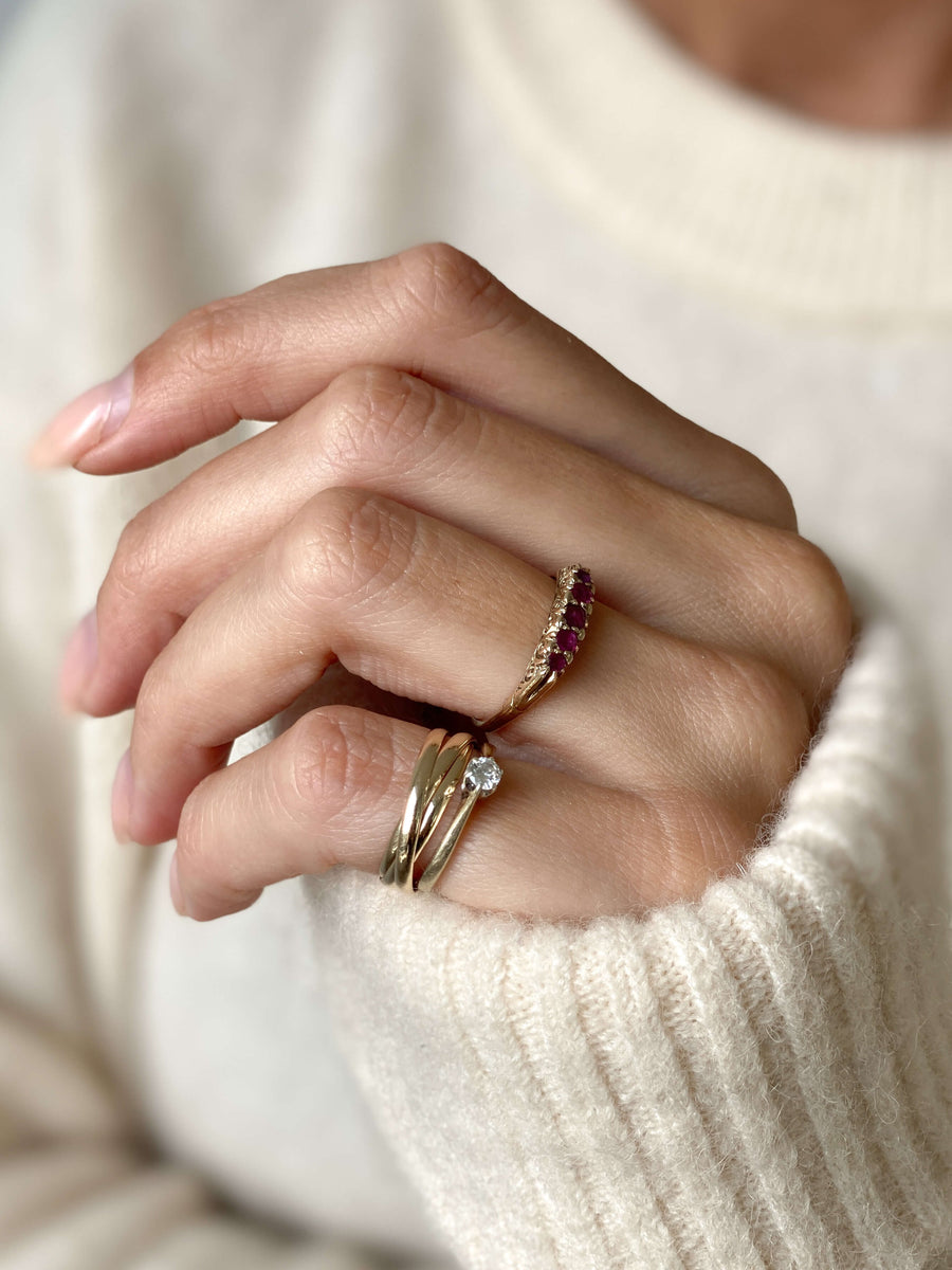 Vintage Ruby Half Eternity Ring