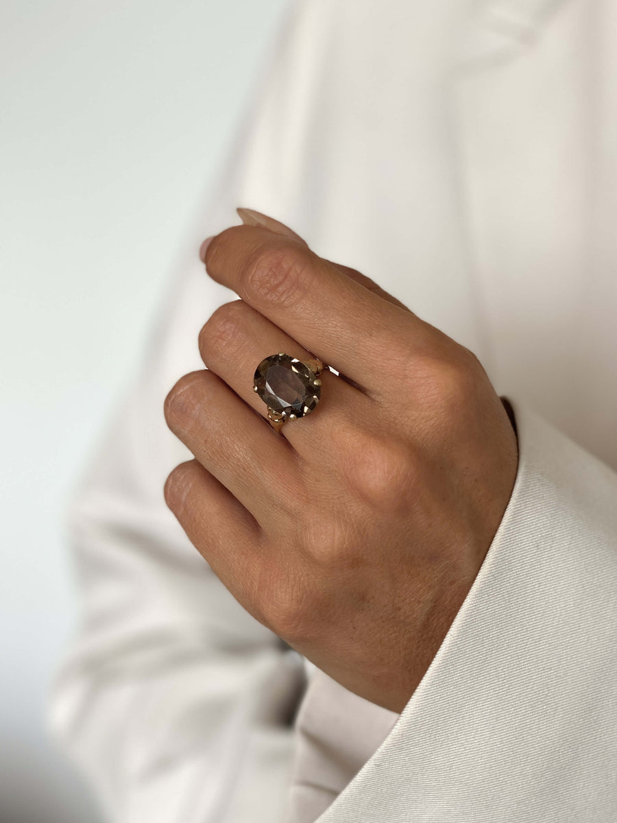 Vintage Smoky Quartz Oval Grande Ring