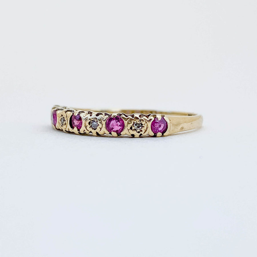 Vintage Ruby & Diamond Half Eternity Ring