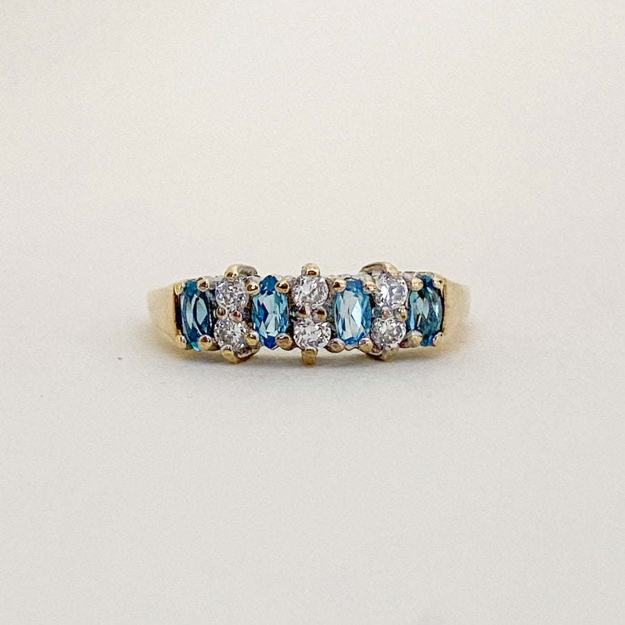 Vintage Quartz & CZ Azul Ring