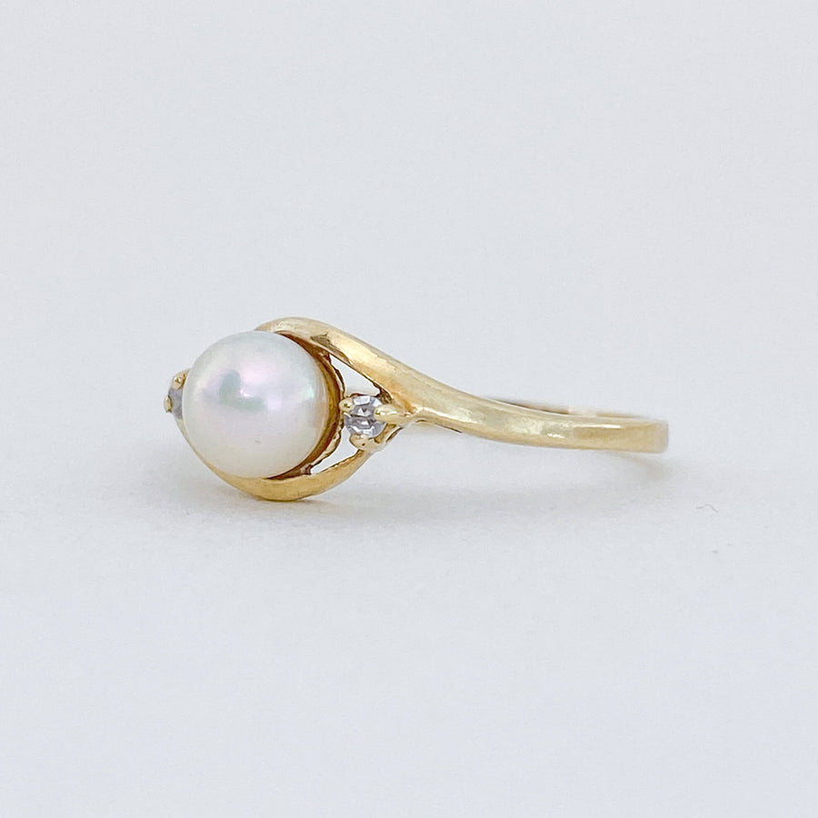 Vintage Pearl & Diamond Eye Ring