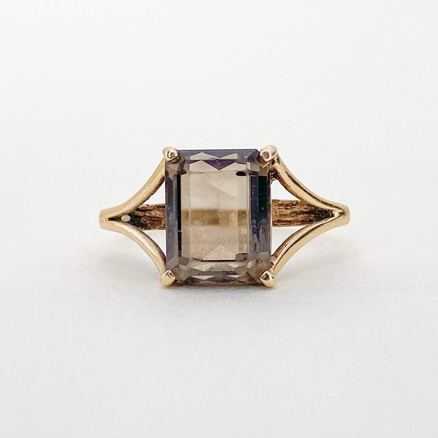 Vintage Smoky Quartz Cushion Ring
